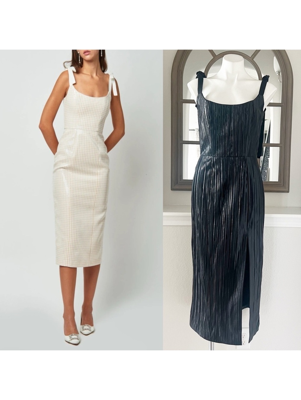 Markarian Imogen Pleated Midi Dress in Black Lame, NWT, Size 6, Retail $1695